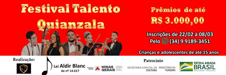Inscrições para Festival Talento Quianzala começam dia 22/02