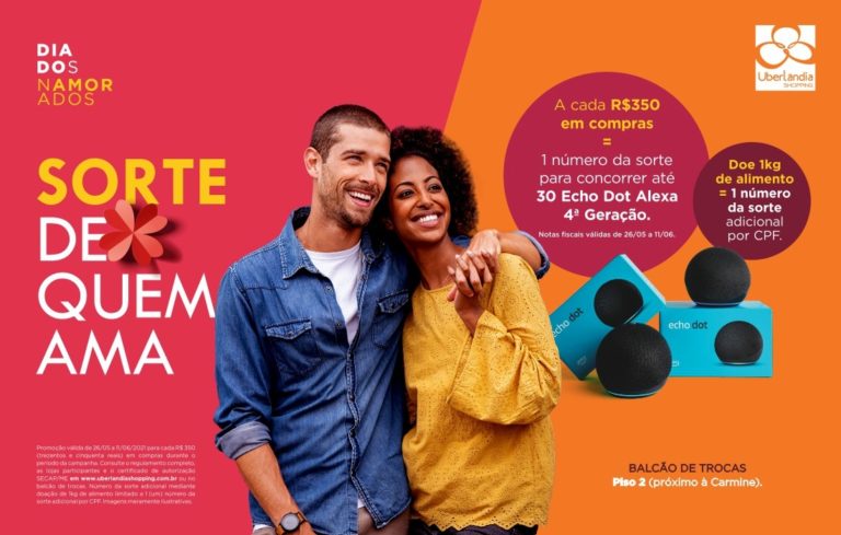 Campanha do Uberlândia Shopping vai sortear 30 Echo Dot Alexa 4a geração