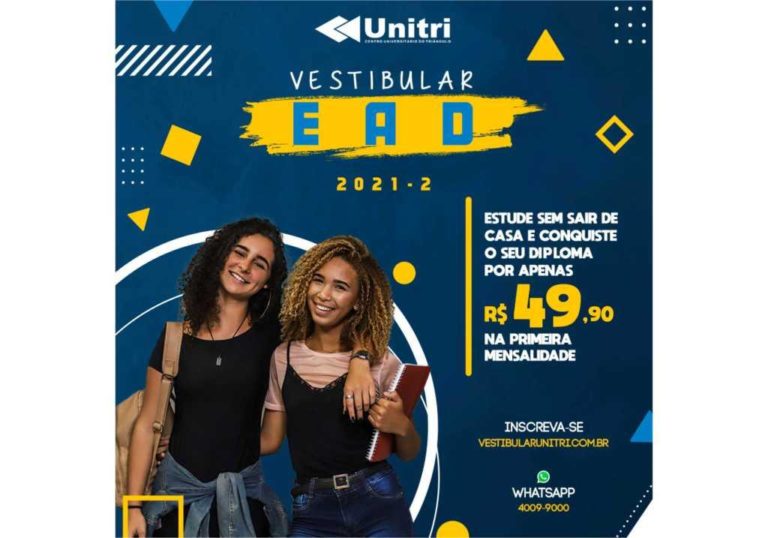 Vestibular EAD Unitri em parceria com a Universo com inscrições abertas