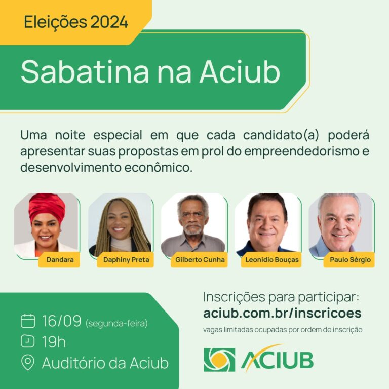 Eleição 2024: Aciub promove sabatina nesta segunda-feira (16)