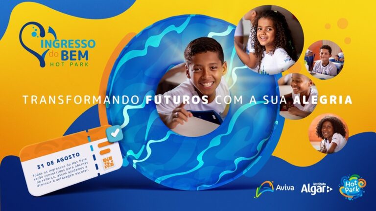 Ingresso do Bem: visitantes do Hot Park Rio Quente contribuem para educação de crianças e adolescentes em ação social com o Instituto Algar