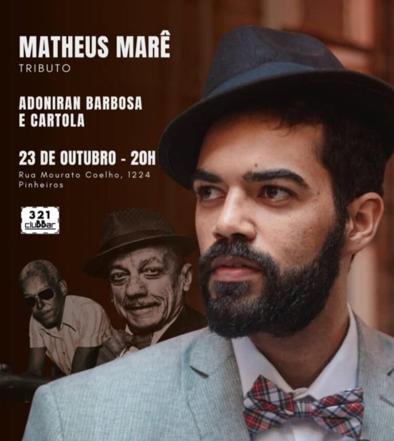 Matheus Marê – A nova proposta da MPB volta aos palcos com o show Tributos, Adoniran Barbosa e Cartola