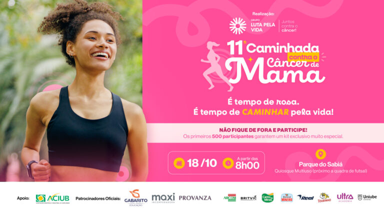 Grupo Luta Pela Vida realiza 11ª Caminhada Contra o Câncer de Mama no dia 18 de outubro