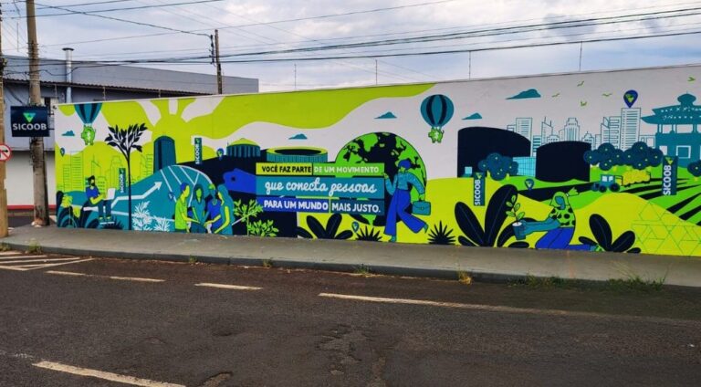 Arte Urbana e Cooperativismo: muro do Sicoob Creditril ganha vida em Uberlândia-MG