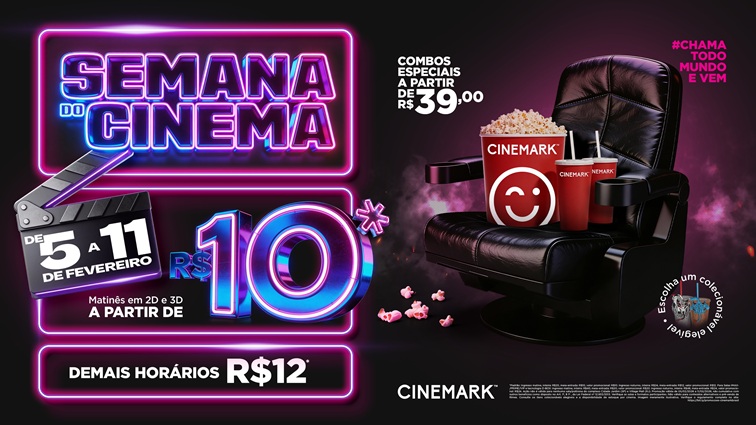 Cinemark do Uberlândia Shopping participa da 1ª Semana do Cinema de 2026 com ingressos a partir de R$ 10 e descontos no snack bar