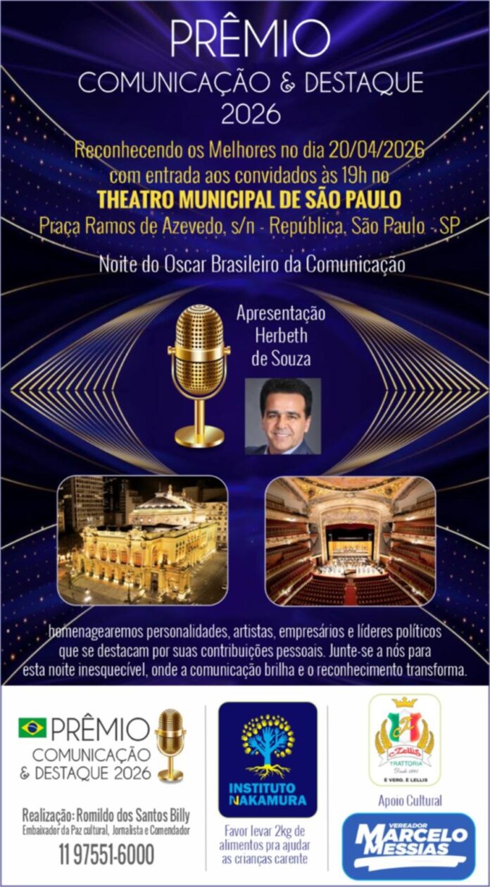 Prêmio Comunicação e Destaque no Theatro Municipal de São Paulo