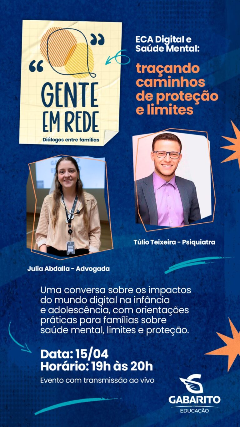 1° Gente em Rede 2026 debate ECA Digital, limites e saúde mental de crianças e adolescentes