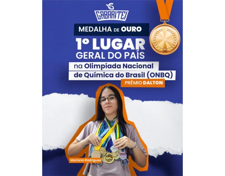 Aluna do Gabarito Educação conquista 1º lugar do Brasil na Olimpíada Nacional de Química e recebe Prêmio Dalton