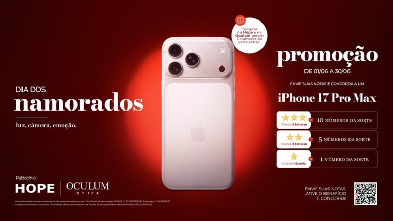 Center Shopping lança sorteio especial de Dia dos Namorados com iPhone 17 Pro Max como prêmio